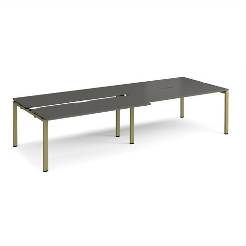 Adapt sliding top double back to back desks 3200mm x 1200mm - green frame storm grey top - STE3212-GN-OG