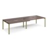 Adapt sliding top double back to back desks 3200mm x 1200mm - green frame Walnut top - STE3212-GN-W