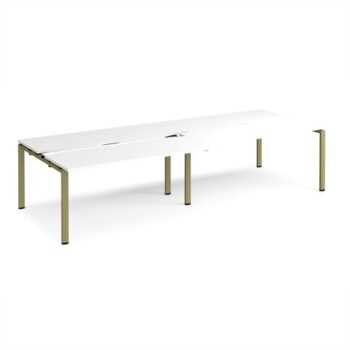 Adapt sliding top double back to back desks 3200mm x 1200mm - green frame White Top - STE3212-GN-WH