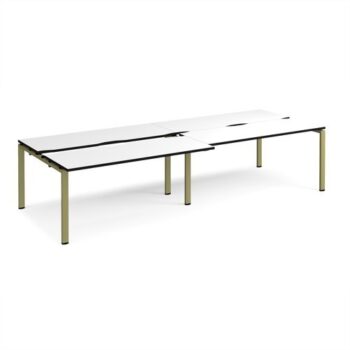 Adapt sliding top double back to back desks 3200mm x 1200mm - green frame White Top black edge - STE3212-GN-WK