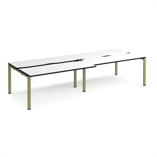 Adapt sliding top double back to back desks 3200mm x 1200mm - green frame White Top black edge - STE3212-GN-WK