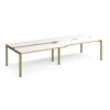 Adapt sliding top double back to back desks 3200mm x 1200mm - green frame White Top oak edge - STE3212-GN-WO