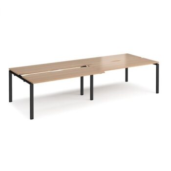 Adapt sliding top double back to back desks 3200mm x 1200mm - black frame Beech top - STE3212-K-B