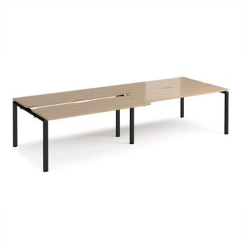 Adapt sliding top double back to back desks 3200mm x 1200mm - black frame Kendal Oak Top - STE3212-K-KO