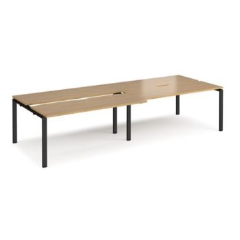 Adapt sliding top double back to back desks 3200mm x 1200mm - black frame Oak Top - STE3212-K-O
