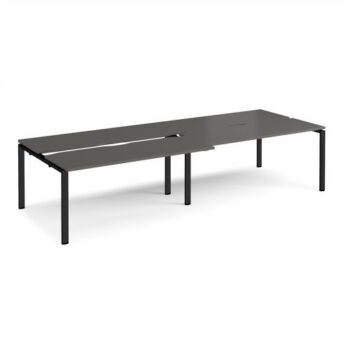 Adapt sliding top double back to back desks 3200mm x 1200mm - black frame storm grey top - STE3212-K-OG