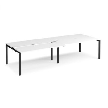 Adapt sliding top double back to back desks 3200mm x 1200mm - black frame White Top - STE3212-K-WH