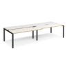 Adapt sliding top double back to back desks 3200mm x 1200mm - black frame White Top with oak edging - STE3212-K-WO