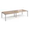 Adapt sliding top double back to back desks 3200mm x 1200mm - silver frame Beech top - STE3212-S-B