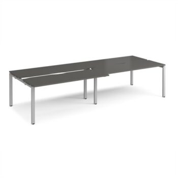 Adapt sliding top double back to back desks 3200mm x 1200mm - silver frame storm grey top - STE3212-S-OG