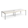 Adapt sliding top double back to back desks 3200mm x 1200mm - silver frame White Top with oak edging - STE3212-S-WO