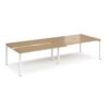 Adapt sliding top double back to back desks 3200mm x 1200mm - white frame Oak Top - STE3212-WH-O