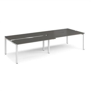 Adapt sliding top double back to back desks 3200mm x 1200mm - white frame storm grey top - STE3212-WH-OG