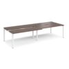 Adapt sliding top double back to back desks 3200mm x 1200mm - white frame Walnut top - STE3212-WH-W