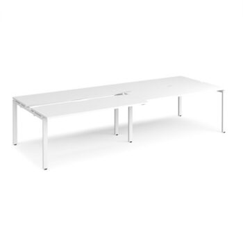 Adapt sliding top double back to back desks 3200mm x 1200mm - white frame White Top - STE3212-WH-WH