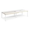 Adapt sliding top double back to back desks 3200mm x 1200mm - white frame White Top with oak edging - STE3212-WH-WO