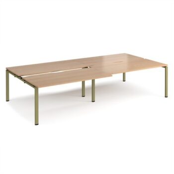 Adapt sliding top double back to back desks 3200mm x 1600mm - green frame Beech top - STE3216-GN-B