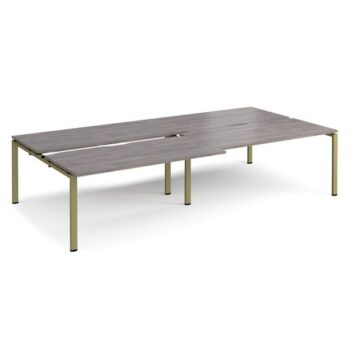 Adapt sliding top double back to back desks 3200mm x 1600mm - green frame Grey Oak Top - STE3216-GN-GO