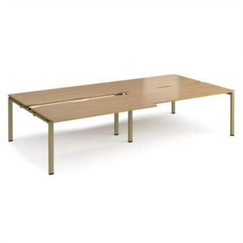 Adapt sliding top double back to back desks 3200mm x 1600mm - green frame Oak Top - STE3216-GN-O