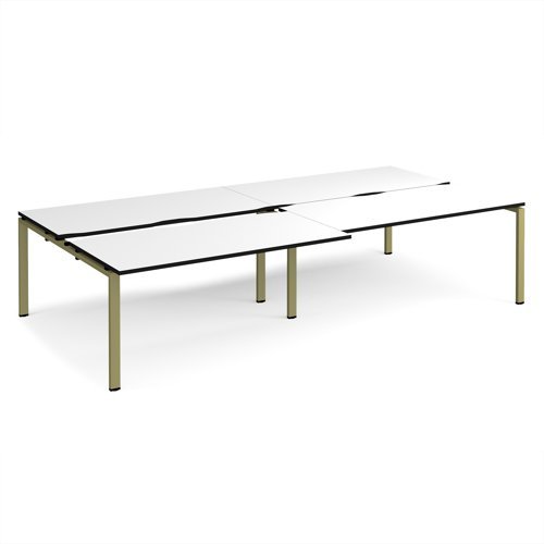 Adapt sliding top double back to back desks 3200mm x 1600mm - green frame White Top black edge - STE3216-GN-WK