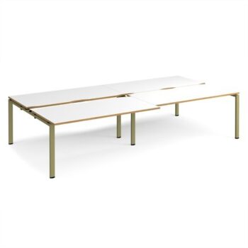 Adapt sliding top double back to back desks 3200mm x 1600mm - green frame White Top oak edge - STE3216-GN-WO