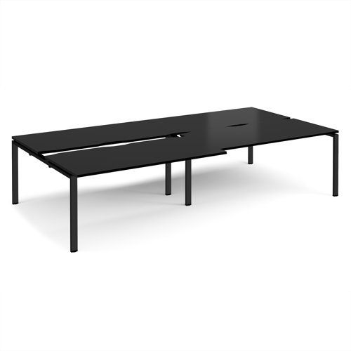 Adapt sliding top double back to back desks 3200mm x 1600mm - black frame black top - STE3216-K-BK