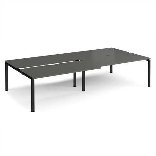 Adapt sliding top double back to back desks 3200mm x 1600mm - black frame storm grey top - STE3216-K-OG