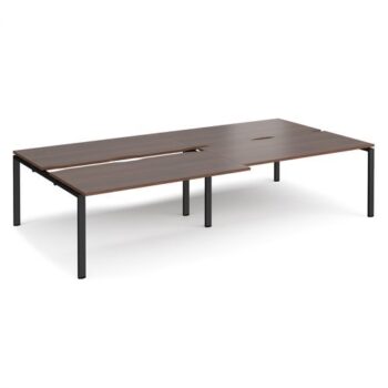Adapt sliding top double back to back desks 3200mm x 1600mm - black frame Walnut top - STE3216-K-W