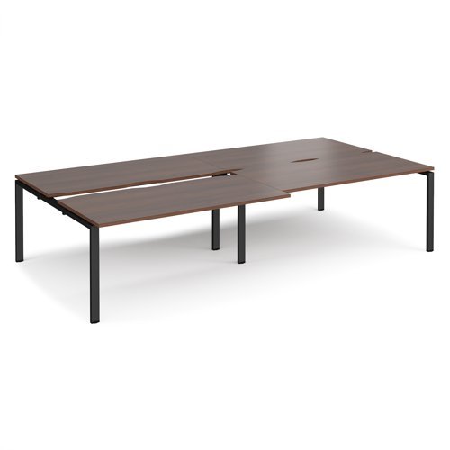 Adapt sliding top double back to back desks 3200mm x 1600mm - black frame Walnut top - STE3216-K-W