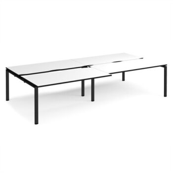 Adapt sliding top double back to back desks 3200mm x 1600mm - black frame White Top black edge - STE3216-K-WK