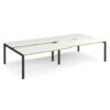 Adapt sliding top double back to back desks 3200mm x 1600mm - black frame White Top with oak edging - STE3216-K-WO