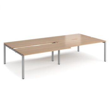 Adapt sliding top double back to back desks 3200mm x 1600mm - silver frame Beech top - STE3216-S-B