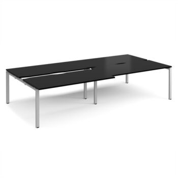 Adapt sliding top double back to back desks 3200mm x 1600mm - silver frame black top - STE3216-S-BK