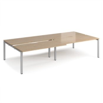 Adapt sliding top double back to back desks 3200mm x 1600mm - silver frame Kendal Oak Top - STE3216-S-KO