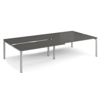 Adapt sliding top double back to back desks 3200mm x 1600mm - silver frame storm grey top - STE3216-S-OG