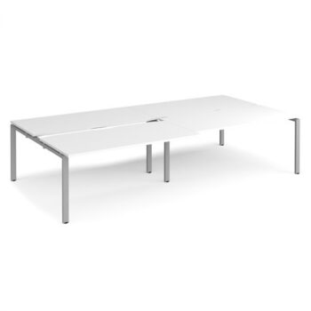 Adapt sliding top double back to back desks 3200mm x 1600mm - silver frame White Top - STE3216-S-WH