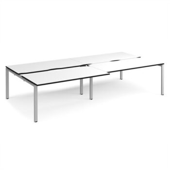 Adapt sliding top double back to back desks 3200mm x 1600mm - silver frame White Top black edge - STE3216-S-WK