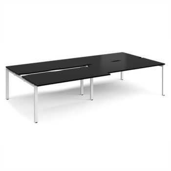 Adapt sliding top double back to back desks 3200mm x 1600mm - white frame black top - STE3216-WH-BK