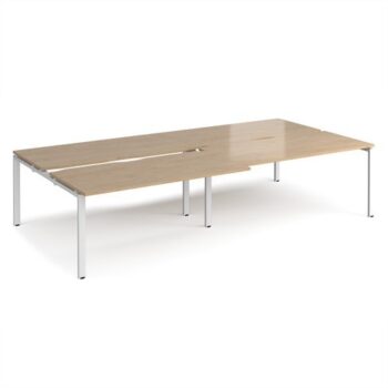Adapt sliding top double back to back desks 3200mm x 1600mm - white frame Kendal Oak Top - STE3216-WH-KO