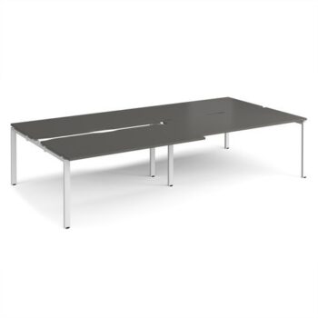 Adapt sliding top double back to back desks 3200mm x 1600mm - white frame storm grey top - STE3216-WH-OG