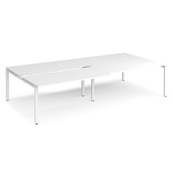 Adapt sliding top double back to back desks 3200mm x 1600mm - white frame White Top - STE3216-WH-WH