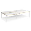 Adapt sliding top double back to back desks 3200mm x 1600mm - white frame White Top with oak edging - STE3216-WH-WO