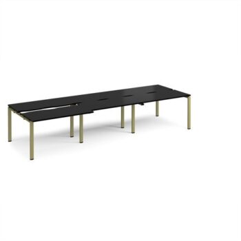 Adapt sliding top triple back to back desks 3600mm x 1200mm - green frame black top - STE3612-GN-BK