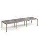 Adapt sliding top triple back to back desks 3600mm x 1200mm - green frame Grey Oak Top - STE3612-GN-GO