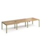 Adapt sliding top triple back to back desks 3600mm x 1200mm - green frame Oak Top - STE3612-GN-O