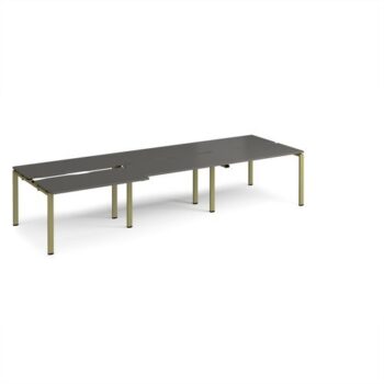 Adapt sliding top triple back to back desks 3600mm x 1200mm - green frame storm grey top - STE3612-GN-OG