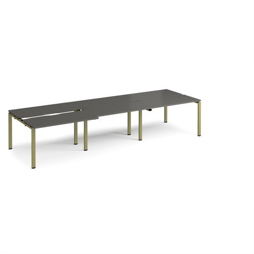 Adapt sliding top triple back to back desks 3600mm x 1200mm - green frame storm grey top - STE3612-GN-OG
