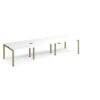 Adapt sliding top triple back to back desks 3600mm x 1200mm - green frame White Top - STE3612-GN-WH
