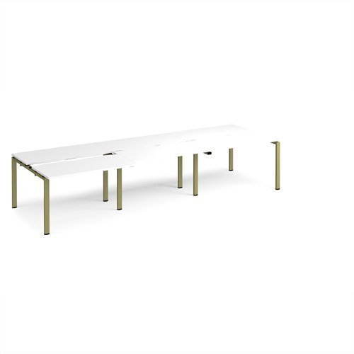 Adapt sliding top triple back to back desks 3600mm x 1200mm - green frame White Top - STE3612-GN-WH