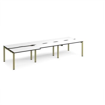 Adapt sliding top triple back to back desks 3600mm x 1200mm - green frame White Top black edge - STE3612-GN-WK